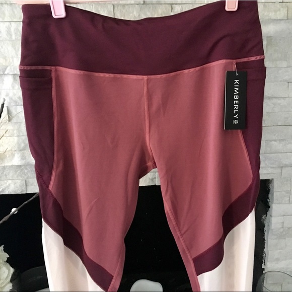 KIMBERLY C ADORABLE MAROON AND PINK CAPRI LEGGINGS - Picture 6 of 8